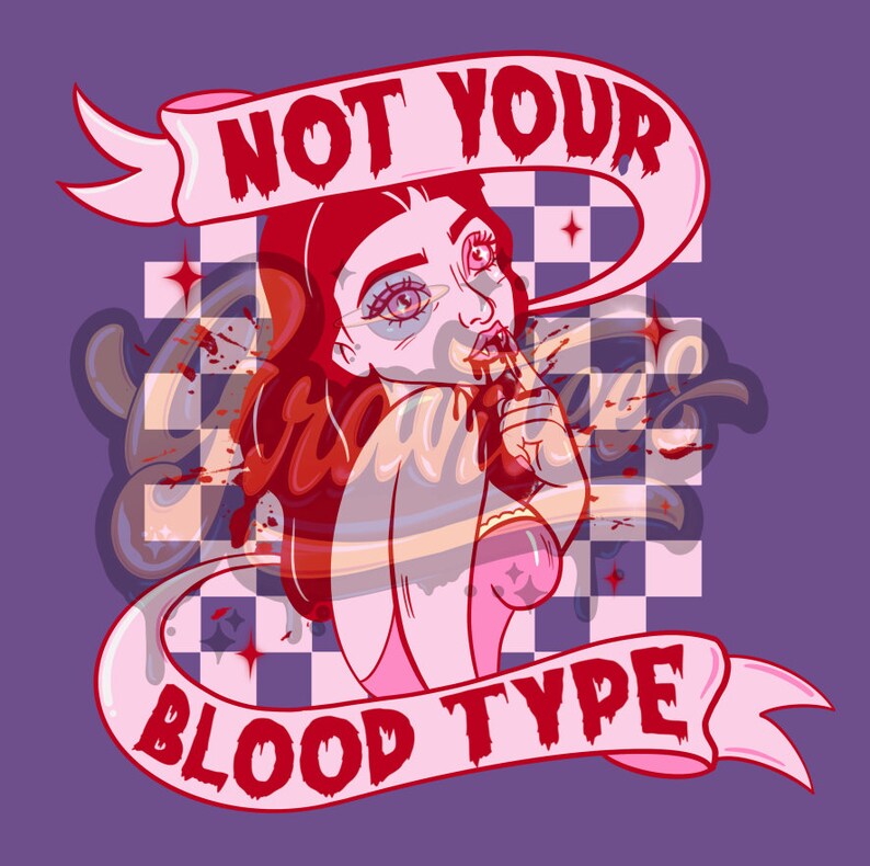Não é o seu tipo sanguíneo PNG, clipart de vampiro, clipart sangrento, clipart de Halloween para impressão de DTF ou camisa, somente PNG! imagem 7