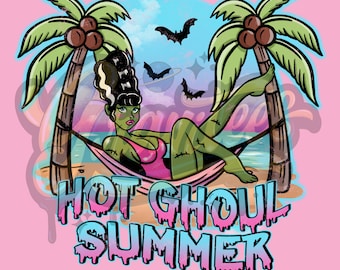 Hot Ghoul Summer PNG, Spooky Summer Clipart for DTF or Shirt Printing, Hot Ghoul Bride Sublimation, PNG Only!
