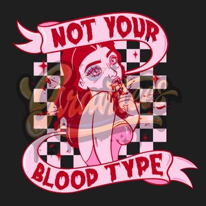 Não é o seu tipo sanguíneo PNG, clipart de vampiro, clipart sangrento, clipart de Halloween para impressão de DTF ou camisa, somente PNG! imagem 6