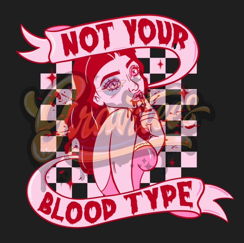 Não é o seu tipo sanguíneo PNG, clipart de vampiro, clipart sangrento, clipart de Halloween para impressão de DTF ou camisa, somente PNG! imagem 6