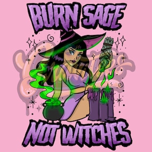 Burn Sage Not Witches PNG, Witch Clipart for DTF or Shirt Printing, PNG Only!