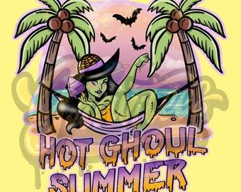 Hot Ghoul Summer PNG, Spooky Summer Clipart for DTF or Shirt Printing, PNG Only!