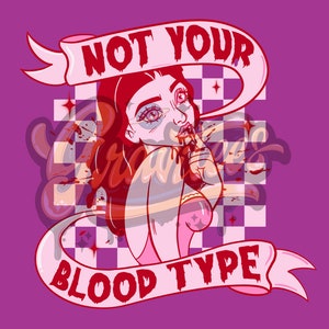 Não é o seu tipo sanguíneo PNG, clipart de vampiro, clipart sangrento, clipart de Halloween para impressão de DTF ou camisa, somente PNG! imagem 2