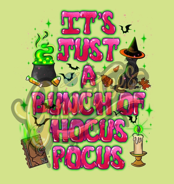 Hocus Pocus PNG, Spooky Clipart for DTF or Shirt Printing, Halloween Sublimation, PNG Only!