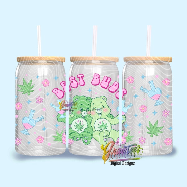Best Buds Libbey Glass Can Template Design PNG, Best Friends Weed Clipart for UVDTF, Weed Sublimation , PNG Only!