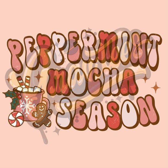 Peppermint Mocha Season Hot Cocoa PNG Image, Peppermint Hot Cocoa Clipart for DTF, Sublimation, or Shirt Printing, PNG Only!