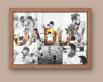 Gepersonaliseerde DADDY-fotocollagecadeau voor papa (digitale download)