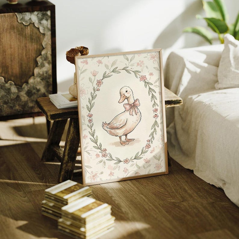 Silly Goose Print, Cute Duck Poster, Girl Nursery Wall Art, Farm Animal ...
