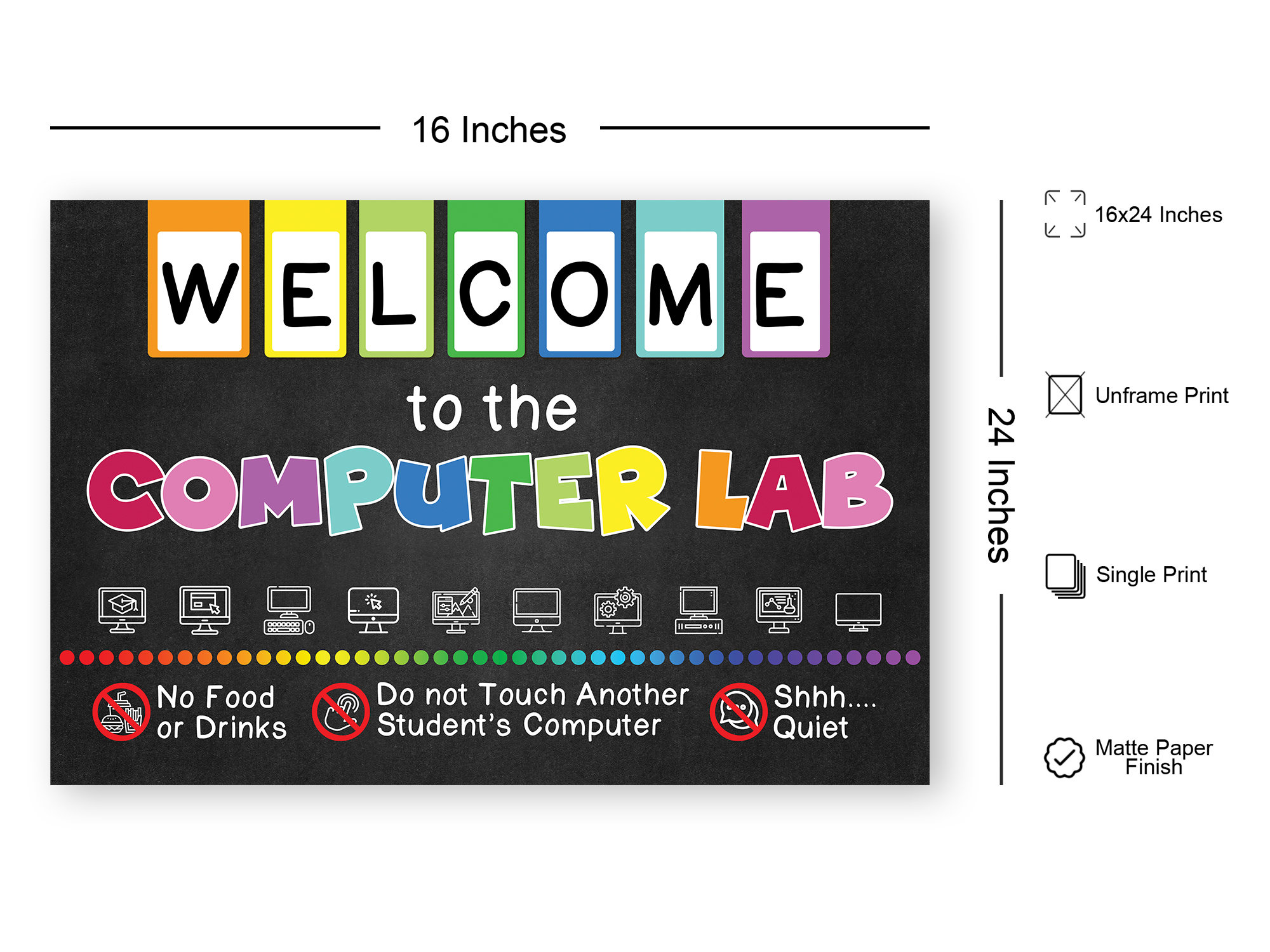 16x24 Welcome to Computer Lab Poster Unframed, Classroom Decor ...