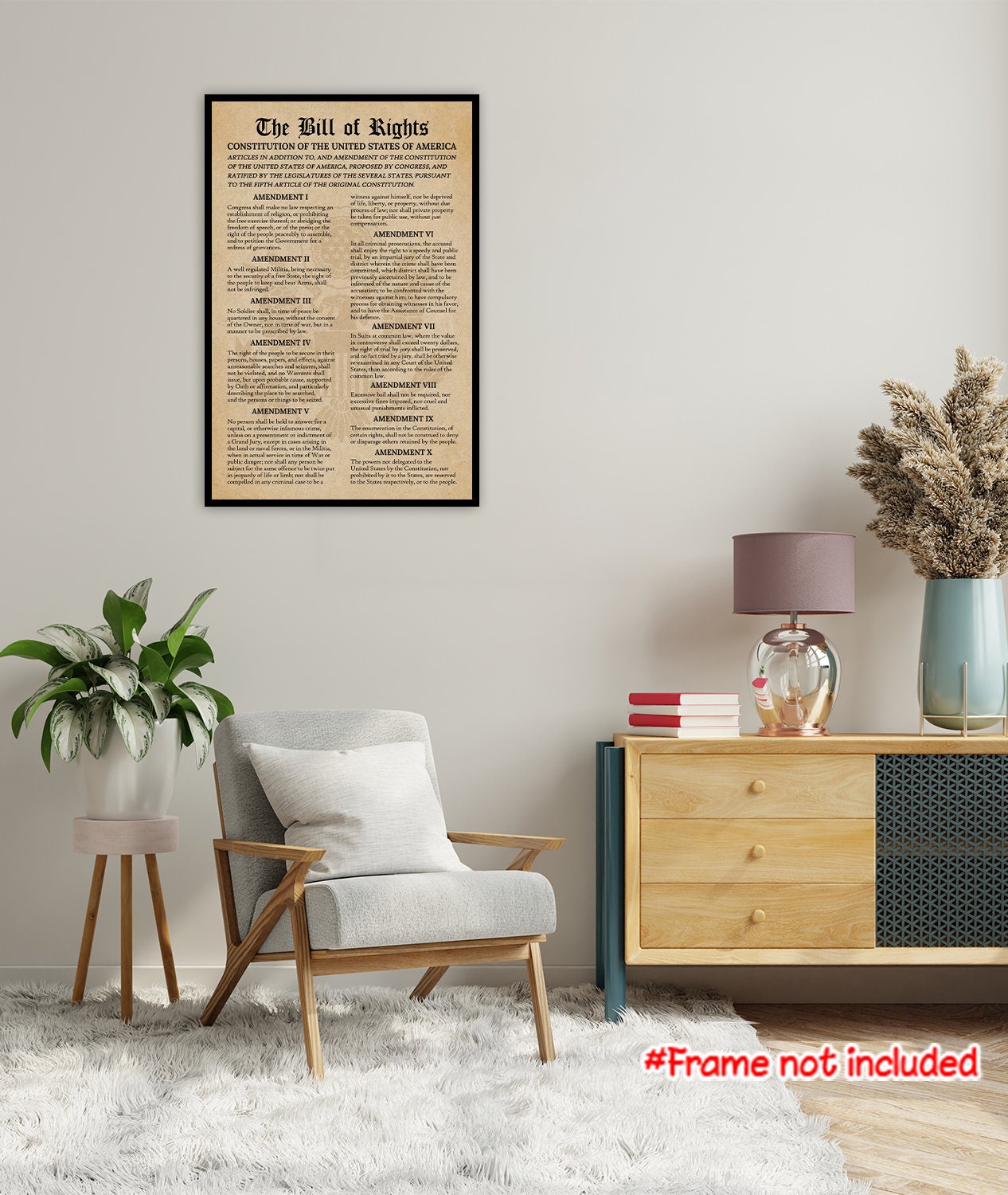 Constitution of the USA & Bill of Rights Poster Large, Bill of Rights ...