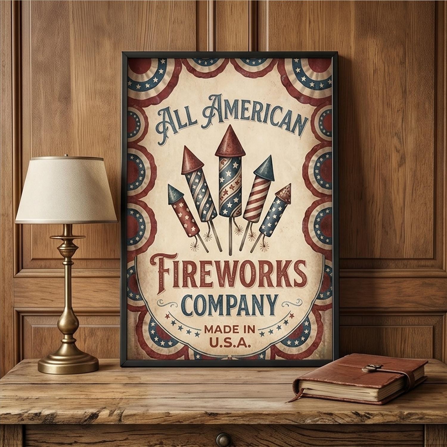 Primitive Americana Poster, Vintage Americana 4th of July Art Print ...