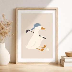 Stampa di Silly Goose sul golf, Arte murale sportiva di Silly Goose, Decorazione per la cameretta dei bambini, Silly Goose, Arte per gli amanti del golf