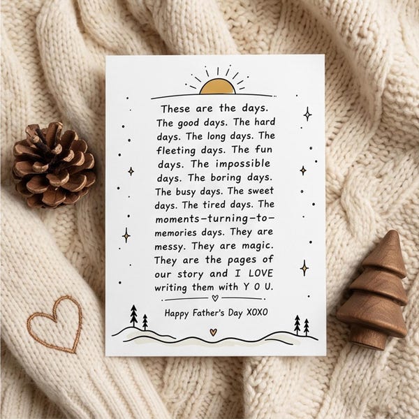 Vaderdagkaart, This Are The Days-gedichtkaart, sentimenteel vadercadeau, zinvolle kaart voor man, lieve vaderdagkaart van vrouw