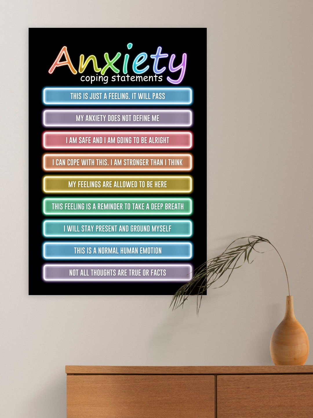 Anxiety Coping Statement Poster Counseling Psychology Mental - Etsy