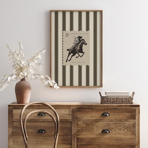 Vintage Striped Rodeo Poster, Western Bedroom Art, Cowboy Wall Art, Preppy Room Decor, Retro Horse, Aesthetic Art Print, Digital Download