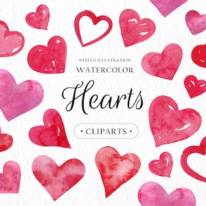 Aquarell PNG Herzen, Rot Schöne Clipart, Valentinstag Dekoration, Romantische Clipart, Instant Download, PNG digitale Kunst