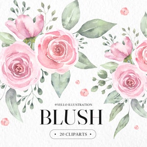 Romântico Blush Aquarela Floral Clipart Rosa Laranja Flores Luz Aquarelle Rosas Buquês Download Digital Clip Art PNG