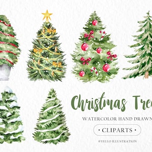 Aquarell Weihnachtsbaum Clipart PNG Winter Urlaub Clipart Digitale Weihnachten Illustrationen