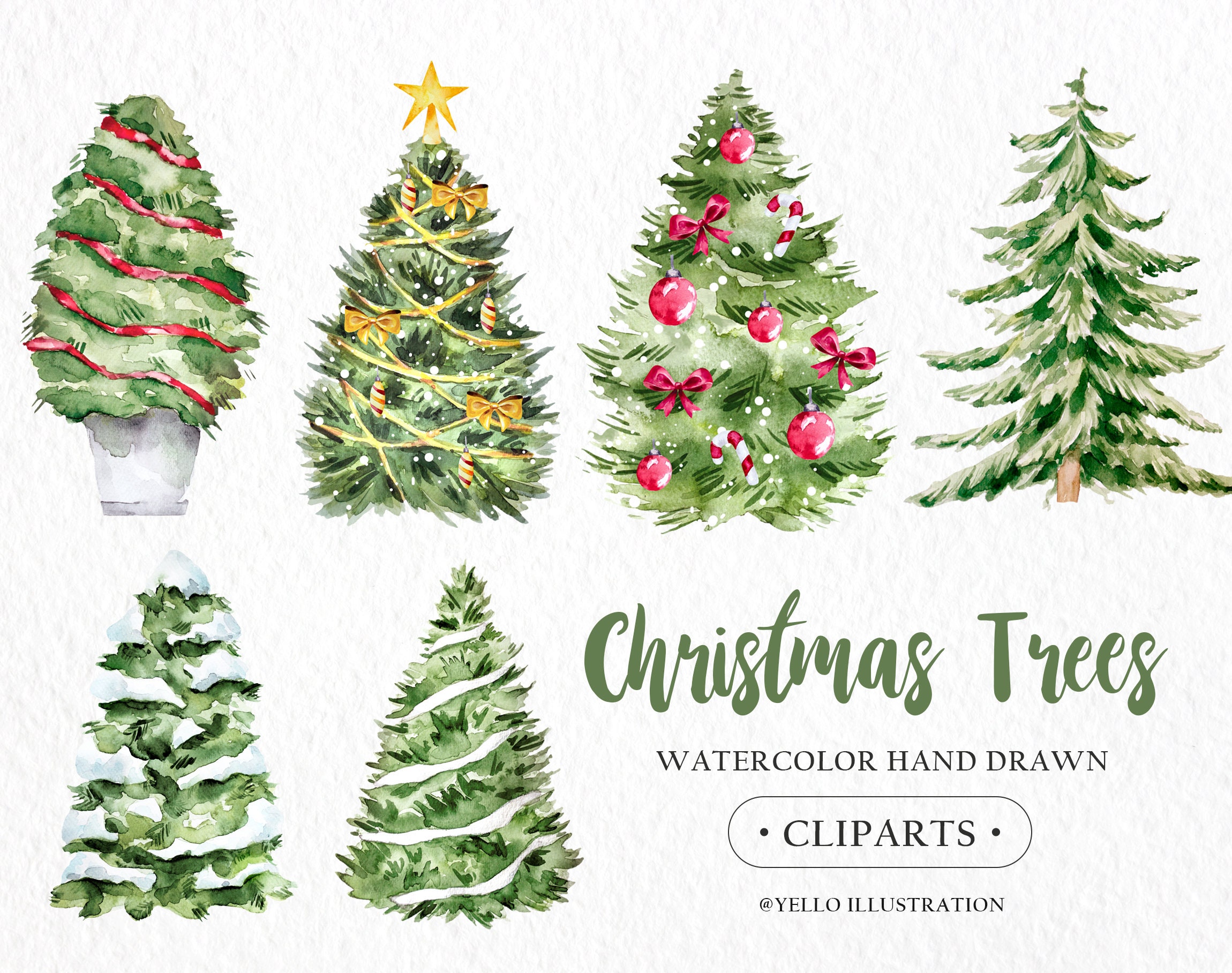 Watercolor christmas tree best sale