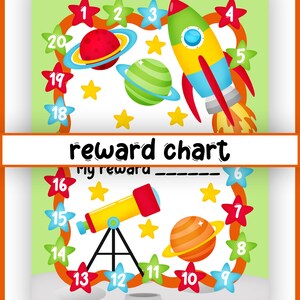 Tabla de recompensas imprimible / Descarga instantánea / Tabla de pegatinas / Espacio