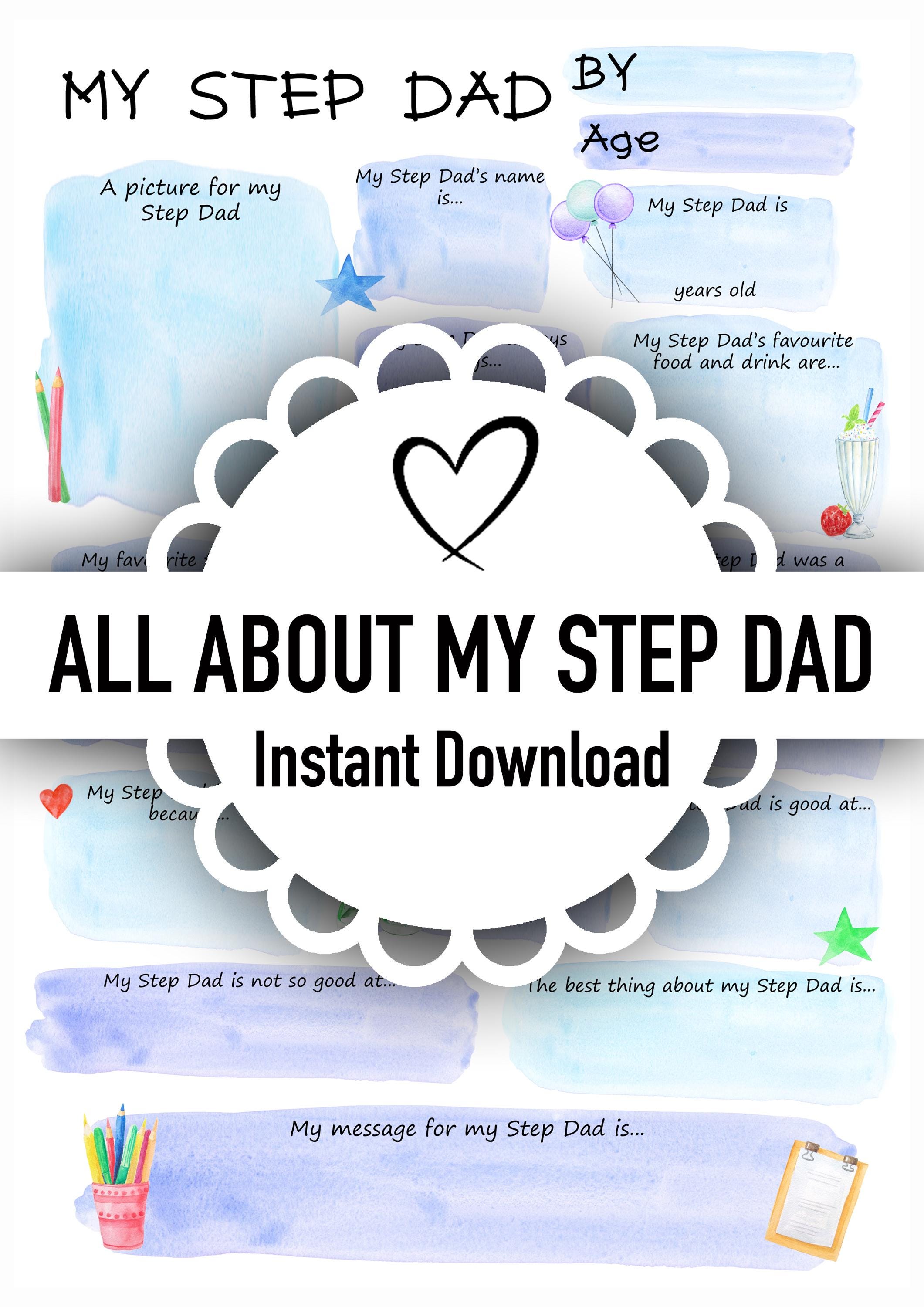 My Step Dad and Me Printable Keepsake | Step Dad's Birthday | Father’s ...