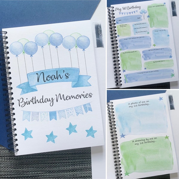 Birthday Memory Book | My First Birthday | First Birthday | Birthday Notebook | Birthday Journal | First Birthday Gift | Personalised