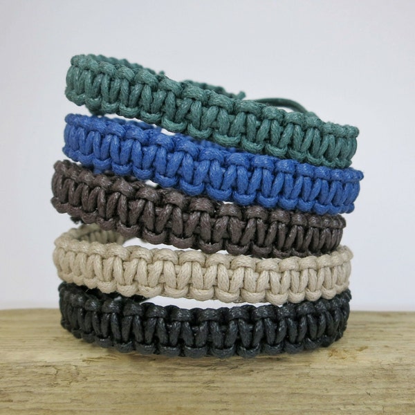 Mens Bracelet, Cotton Cord Macrame, Adjustable in Size and a Choice of Colours, Friendship Bracelet, Fathers Day Gift