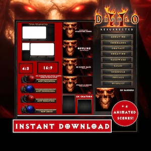Diablo fantasy goth stream package for Livestream, Twitch