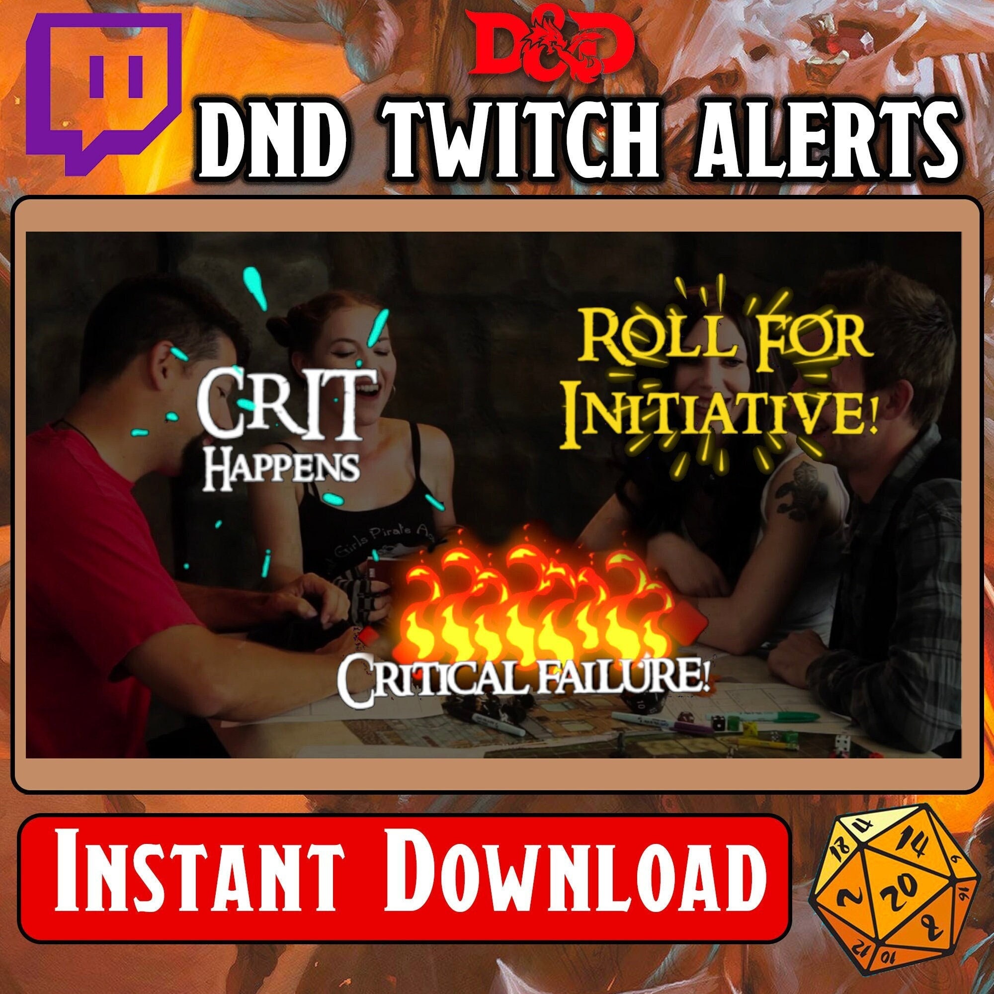 Twitch Animated Alerts 3x for Livestream Dungeons and Dragons Etsy