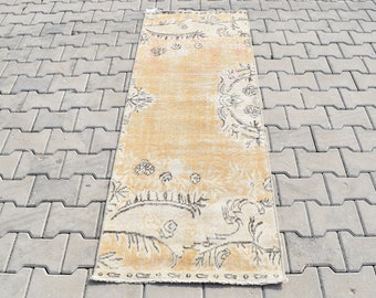 Handmade Turkish Oushak Rug: 2x6 Vintage Wool Anatolian Rug