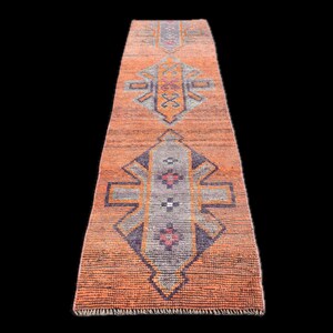 3x11 Vintage Runner, Hand Made Rug, 3x11 Antique Runner, Home Decor Runner, 3x11 Oushak Narrow Rug, Soft 3x11 Hallway Rug, Turkish Rug 3x11