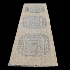 3X8 Vintage Runner, Soft Hand Made Rug, 3x8 Oushak Runner, 3x8 Turkish Rug, 3x8 Pastel Runner, 3x8 Rustic Runner, Hallway 3x8 Anatolian Rug