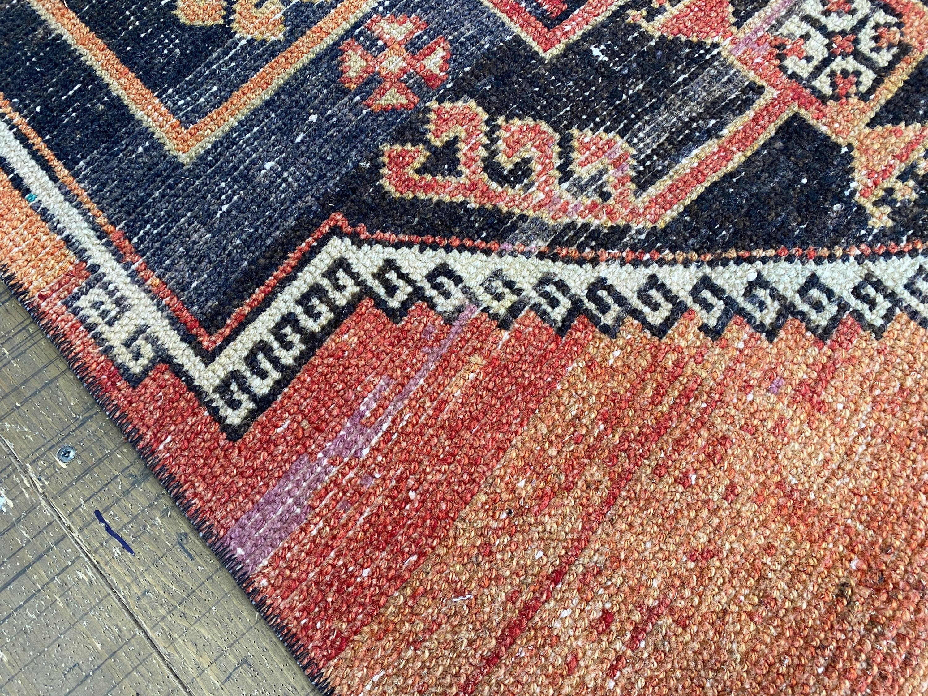 3x8 Vintage Rug, Hand Made Rug, 3x8 Turkish Rug, Pastel Hallway