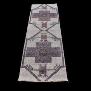 3x8 Vintage Overyed Rug, Hand Made Wool Rug, 8 Ft Rug, 3x8 Turkish Runner, 3x8 Hallway Rug, Oushak Rug, 3x8 Bohem Rug, Entry Area Rug 3x8 ft