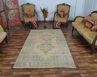 5x8 Vintage Soft Wool Hand Made Rug, Pastel 5x8 Turkish Area Rug, 5x8 Oushak Antique Rug, Hall Rustic Rug, 5x8 Anatolian Floor Rug