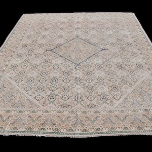 9x13 Vintage Oushak Rug: Hand-Knotted Wool, Neutral Turkish Area Rug