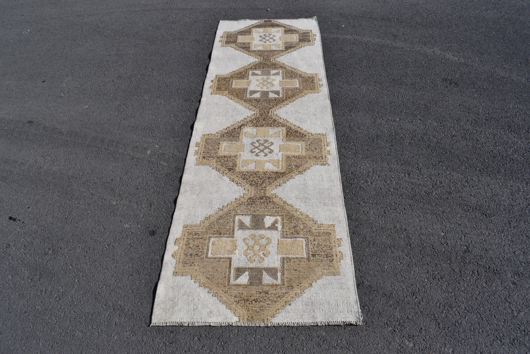 3X9 Vintage Rug, 3x9 Oushak Runner, Soft Hand Made Rug, 3x9 Rustic ...