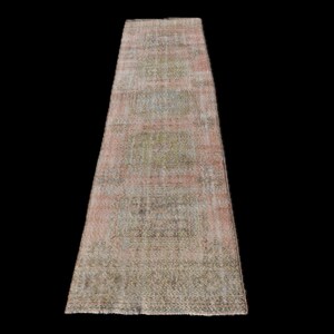 3x11 Vintage Soft Runner Rug, Hand Made Rug, 11 Ft Anatolian Rug, 3x11 Oushak Rug, 3x11 Turkish Hallway Rug, Entry 3x11 Narrow Runner Rug