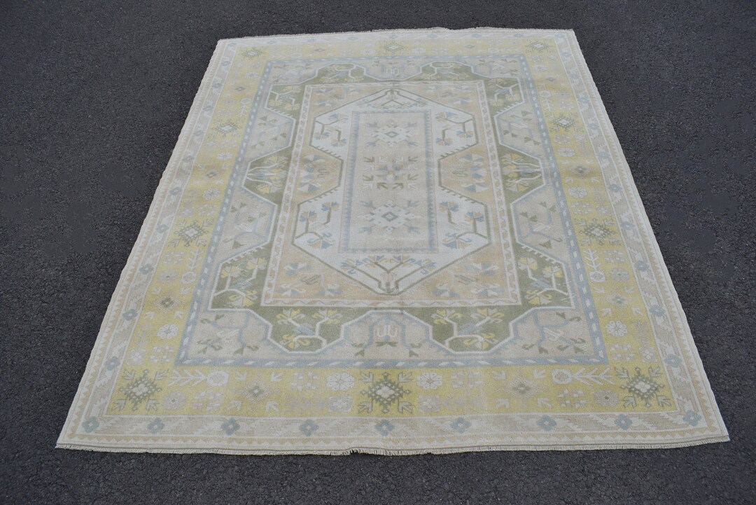 7x8 Vintage Rug, Hand Made Rug, 7x8 Square Rug, 7x8 Turkish Rug, Super