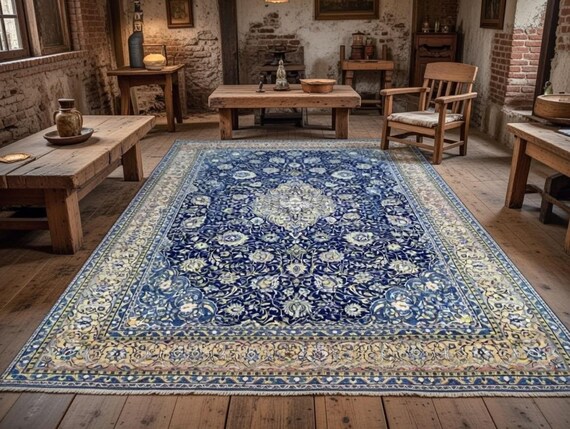 9x13 Vintage Livingroom Extra Large Navy Rug, Wool Hand Made Rug, Saloon Oversize 9x13 Rug, 9x13 Oushak Hall Rug, Square 9x13 Turkish Rug