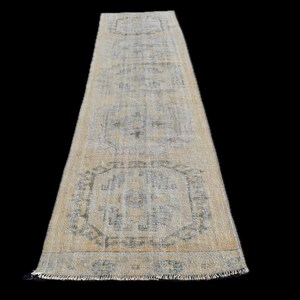 3x11 Vintage Muted Runner, Soft Hand Made Rug, 3x11 Anatolian Runner, 3x11 Oushak Rug, 3x11 Turkish Rug, 3x11 Hallway Rug, Rustic 3x11 Rug