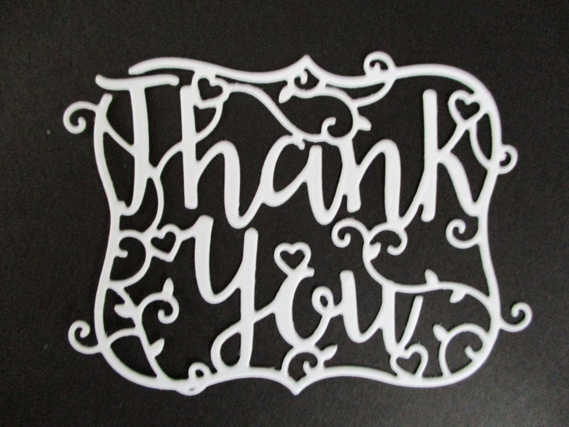 Die Cut, Thank You, Individual, White Card, Card Making, Craft Supplies