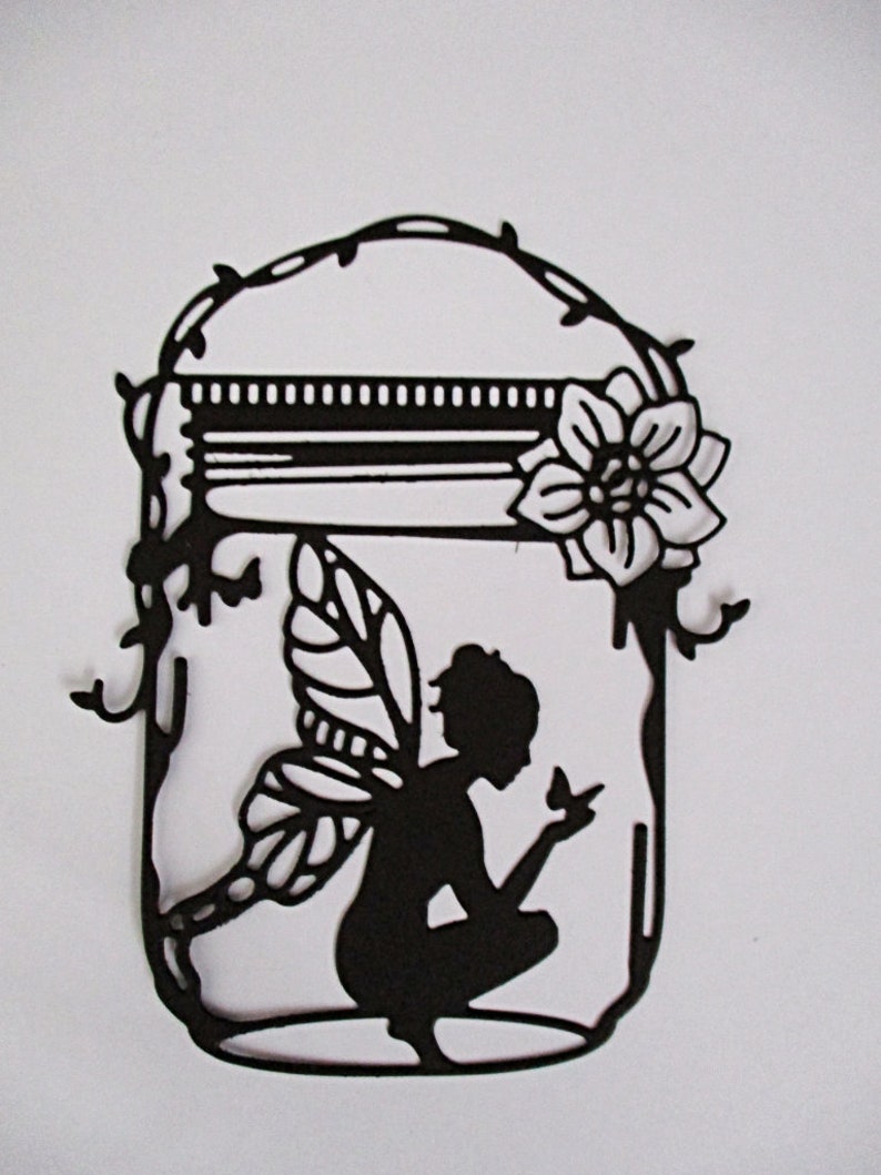 Die Cut Fairy Jar Individual Black Card Card Making Etsy