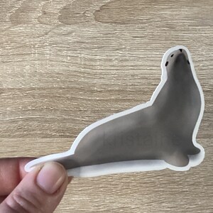 Sticker Phoque  - Autocollant Original d'Artiste, Charme Atlantique 9cm x7cm