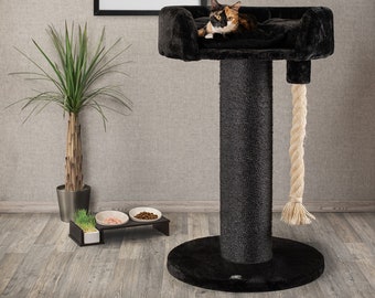 Kratzbaum - Lounge Ontario XXL schwarz mit 20cmØ Sisalstamm, ideal auch für große und schwere Katzen wie z.B. Maincoon