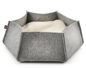 Felt Lounge AVA L grey Felt cat bed, cat nest, felt bed, cat basket, cat pillow, berth, pet bed