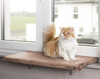 Compagnie canadienne des chats | Rebord de fenêtre de lit de chat de chaise longue de chat « Snuggly Place », rebord de fenêtre de chat moelleux, lavable
