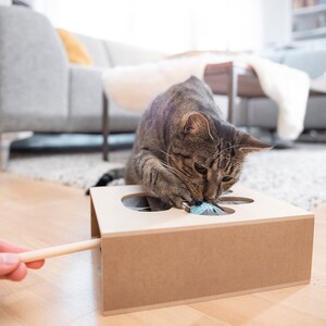 Catch the Mouse Box skill game for cats / interactive cat toy / activity board / cat toy / cat play image 3