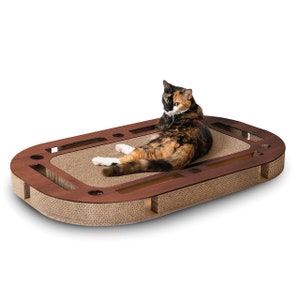 Cat playground 85 x 54 x 5.8 cm with integrated scratching cardboard cat toy scratching board made of corrugated cardboard handmade