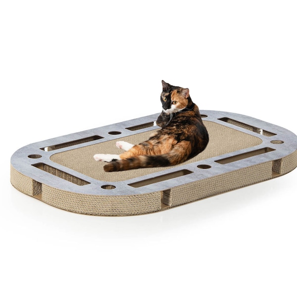Playplate Betonoptik - Der Katzenspielplatz mit Kratzflächen aus Recycelter Wellpappe